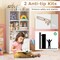 Costway Freestanding Bookshelf with Doors 2 Storage Cabinets and 5 Cubbies 2 Anti-tip Kits